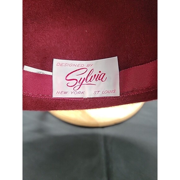 Vintage Sylvia Bollman Doeskin Maroon Felt Hat 100% Wool Made in USA - Picture 6 of 8